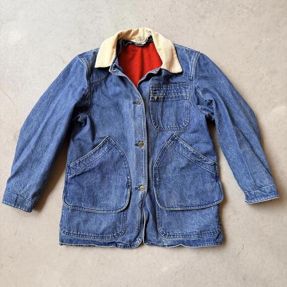 L.L. Bean Other - Vintage L.L. Bean Denim Barn Coat Blanket Lined Chore Jacket USA Freeport Maine